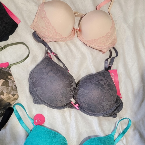 New 7 Piece 34B Bra Bundle Push Up Etc Black Lace Turquoise Camo Hot Pink Nude - Picture 9 of 12